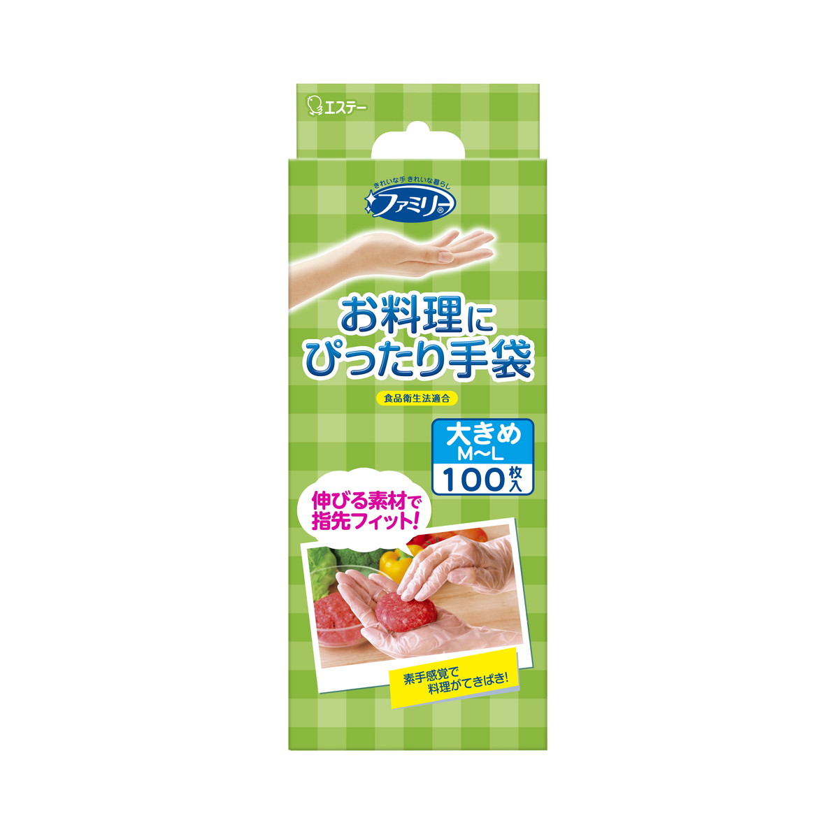 【送料お得・まとめ買い×24個セット】エステー ファミリー お料理にぴったり手袋 M-Lサイズ 半透明 左右両用 100枚入|ホームライフ