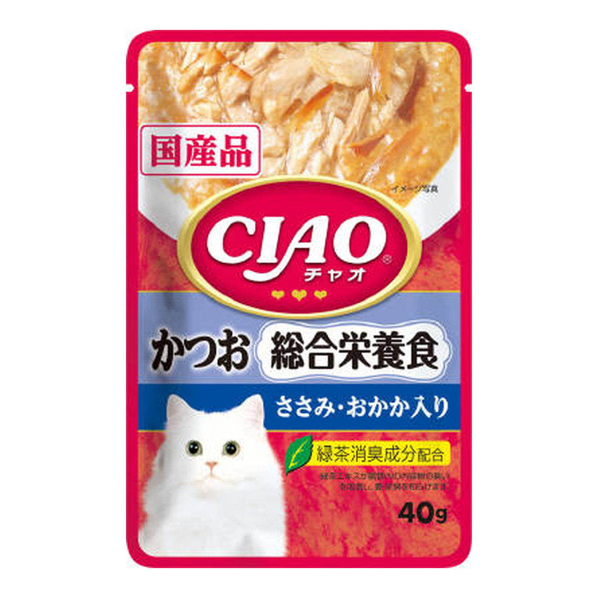 【送料お得・まとめ買い×96個セット】いなば チャオ CIAO パウチ 総合栄養食 かつお ささみ おかか入り 40g キャットフード|ホームライフ