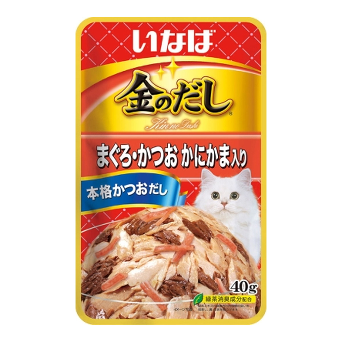 【送料お得・まとめ買い&times;96個セット】いなばペットフード いなば 金のだし パウチ まぐろ・かつお かにかま入り 40g｜ホームライフ