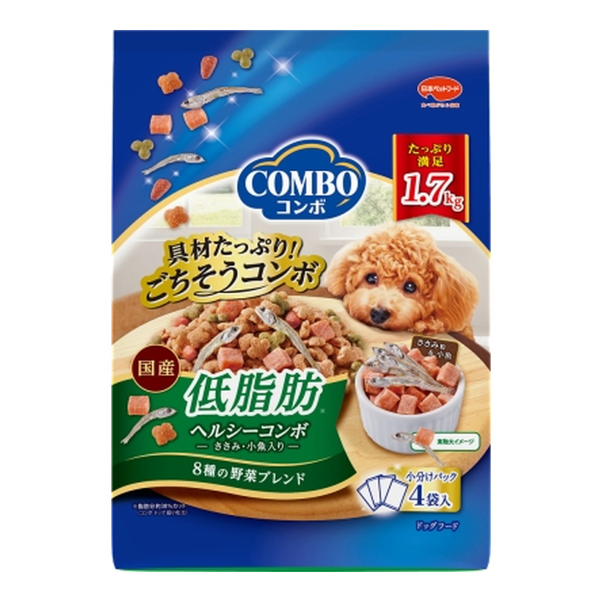 【送料お得・まとめ買い×3個セット】日本ペットフード コンボ ドッグ 低脂肪 ヘルシーコンボ ささみ・小魚入り 8種の野菜ブレンド 1.7kg 4,781円