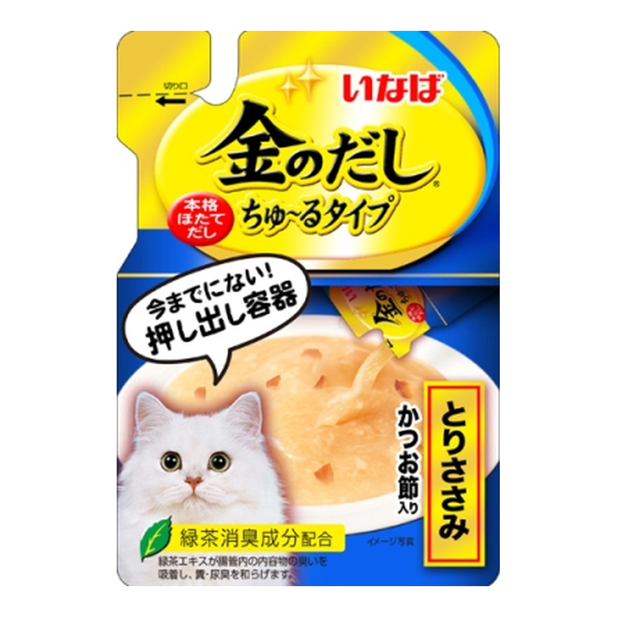 【送料お得・まとめ買い&times;48個セット】いなばペットフード 金のだし ちゅーるタイプ とりささみ かつお節入り 140g｜ホームライフ