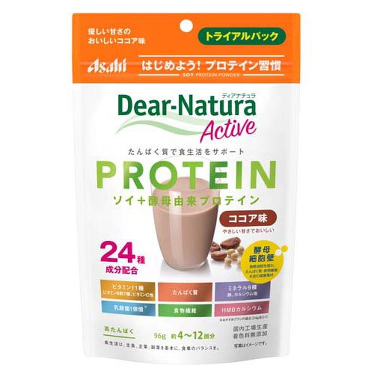 【送料お得・まとめ買い×12個セット】アサヒグループ食品 ディアナチュラ アクティブ ソイプロテイン ココア味 トライアルパック 96g 10,113円