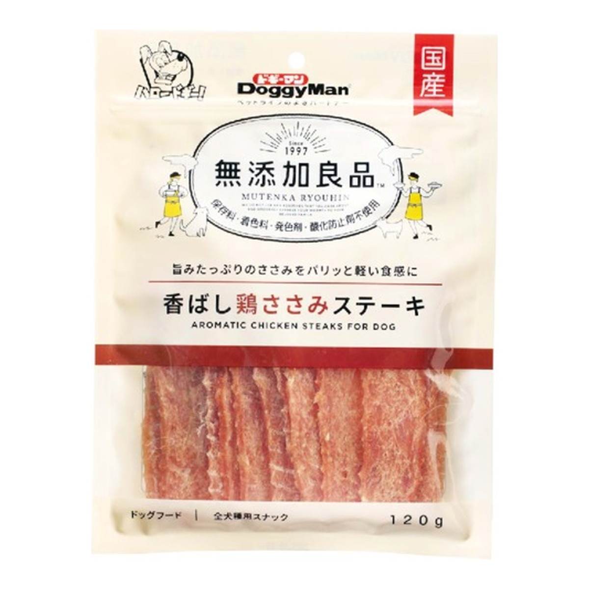 【送料お得・まとめ買い×11個セット】ドギーマン 無添加良品 香ばし 鶏ささみ ステーキ 120g ドッグフード 全犬種用スナック