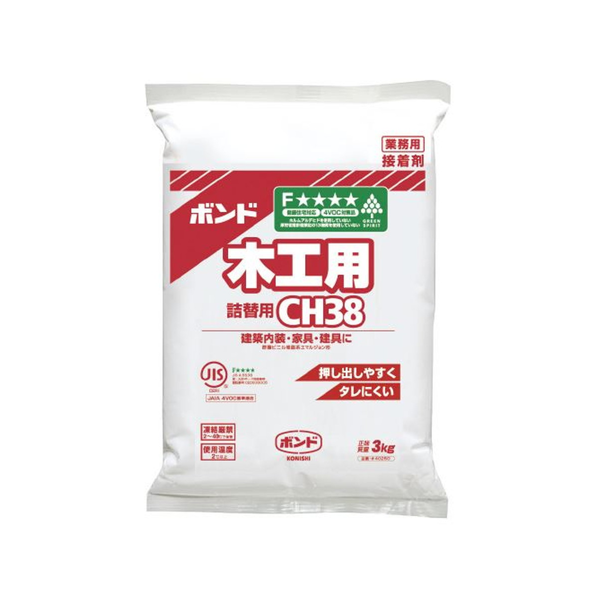 【送料お得・まとめ買い×6個セット】コニシ ボンド CH38 木工用 詰替用 3kg ポリ袋
