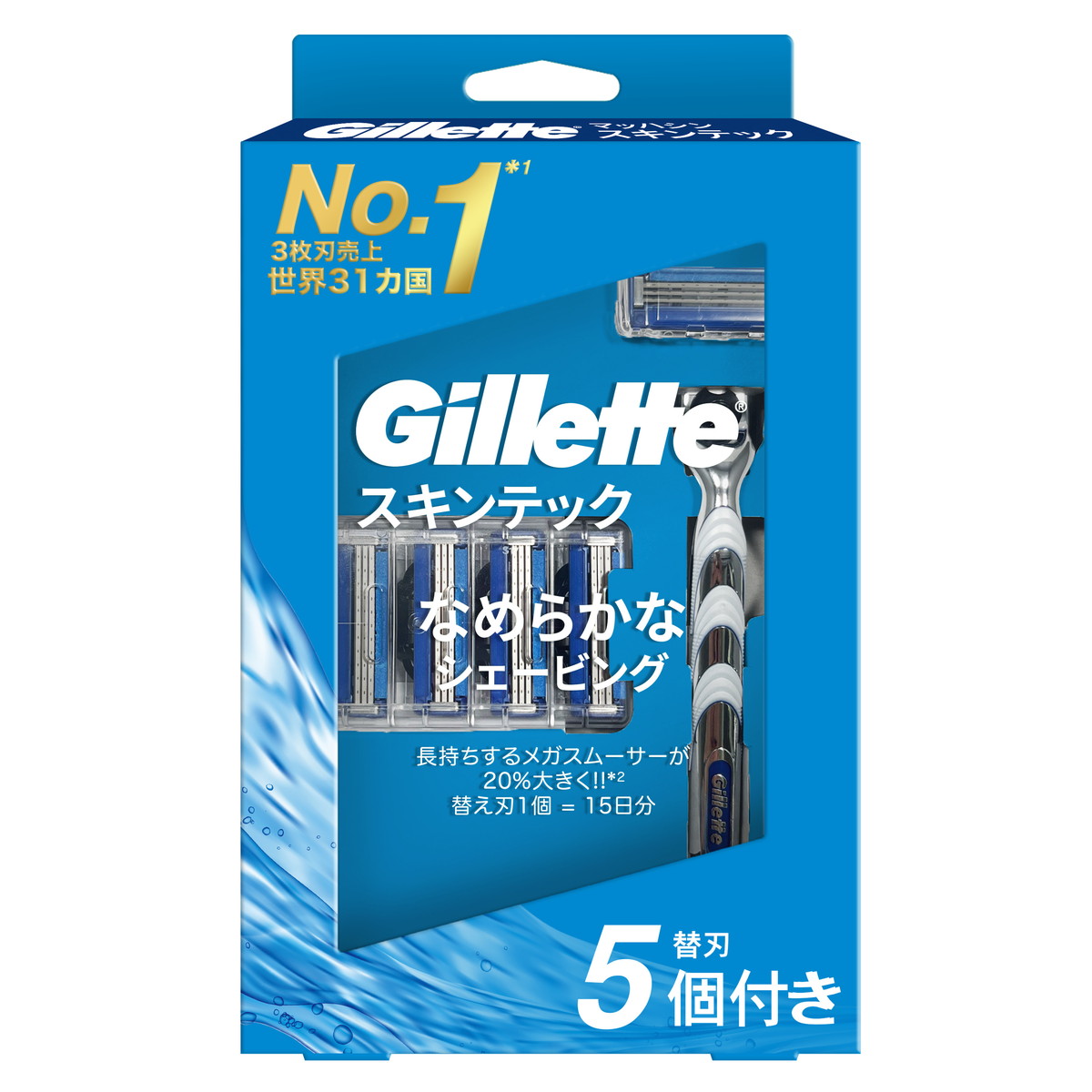 【送料お得・まとめ買い×3個セット】P&G ジレット マッハシン スキンテック 4B ホルダー付き 替刃5個付き シェーバー 髭剃り