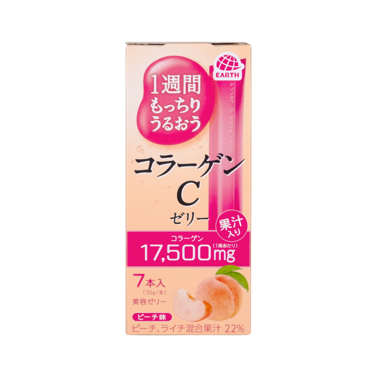 【送料お得・まとめ買い×48個セット】アース製薬 1週間もっちりうるおう コラーゲンC ゼリー ピーチ味 7本入 【AL2512-earth】