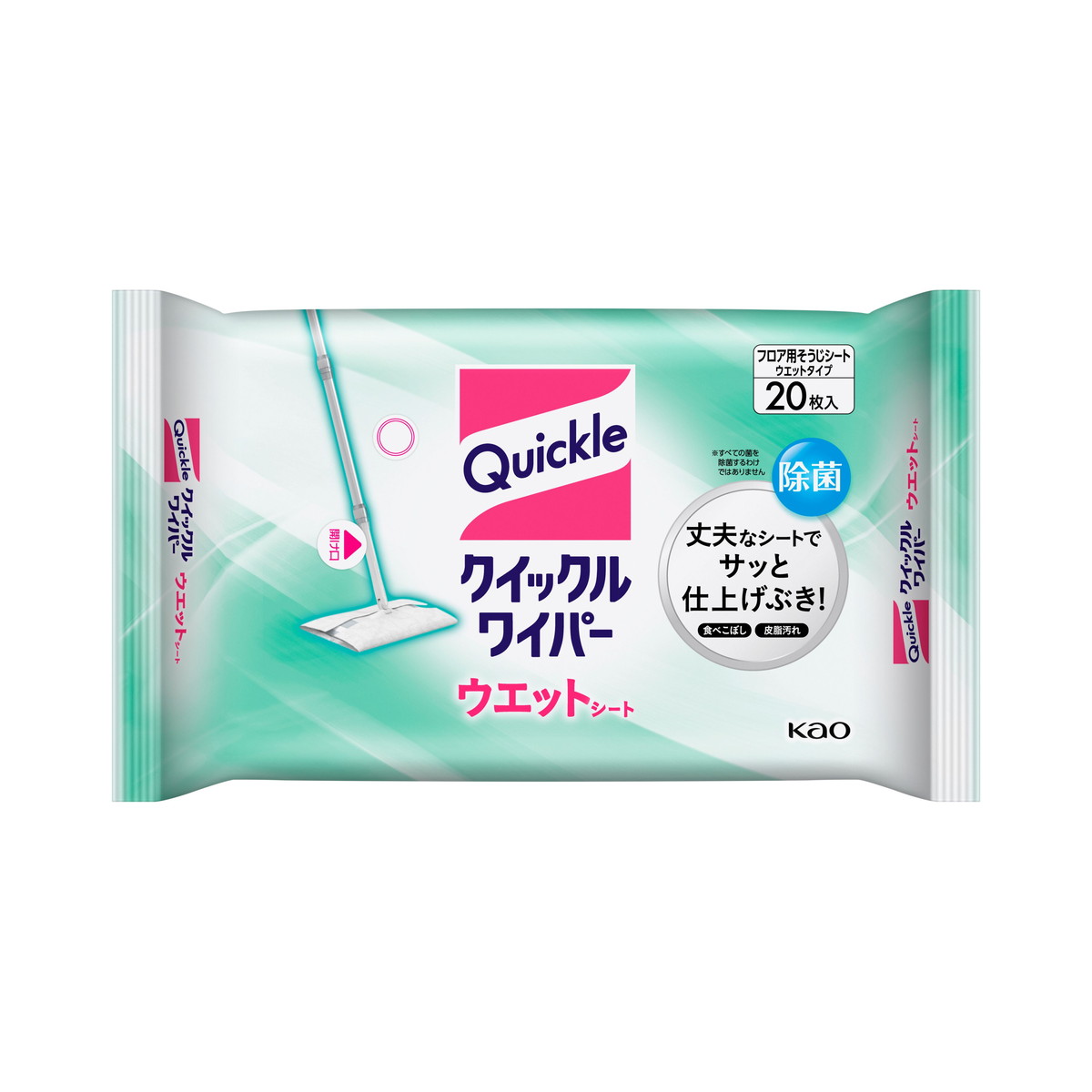 【送料お得・まとめ買い&times;9個セット】花王 クイックル ワイパー ウエットシート 20枚入 フロア用そうじシート ウエットタイプ｜ホームライフ
