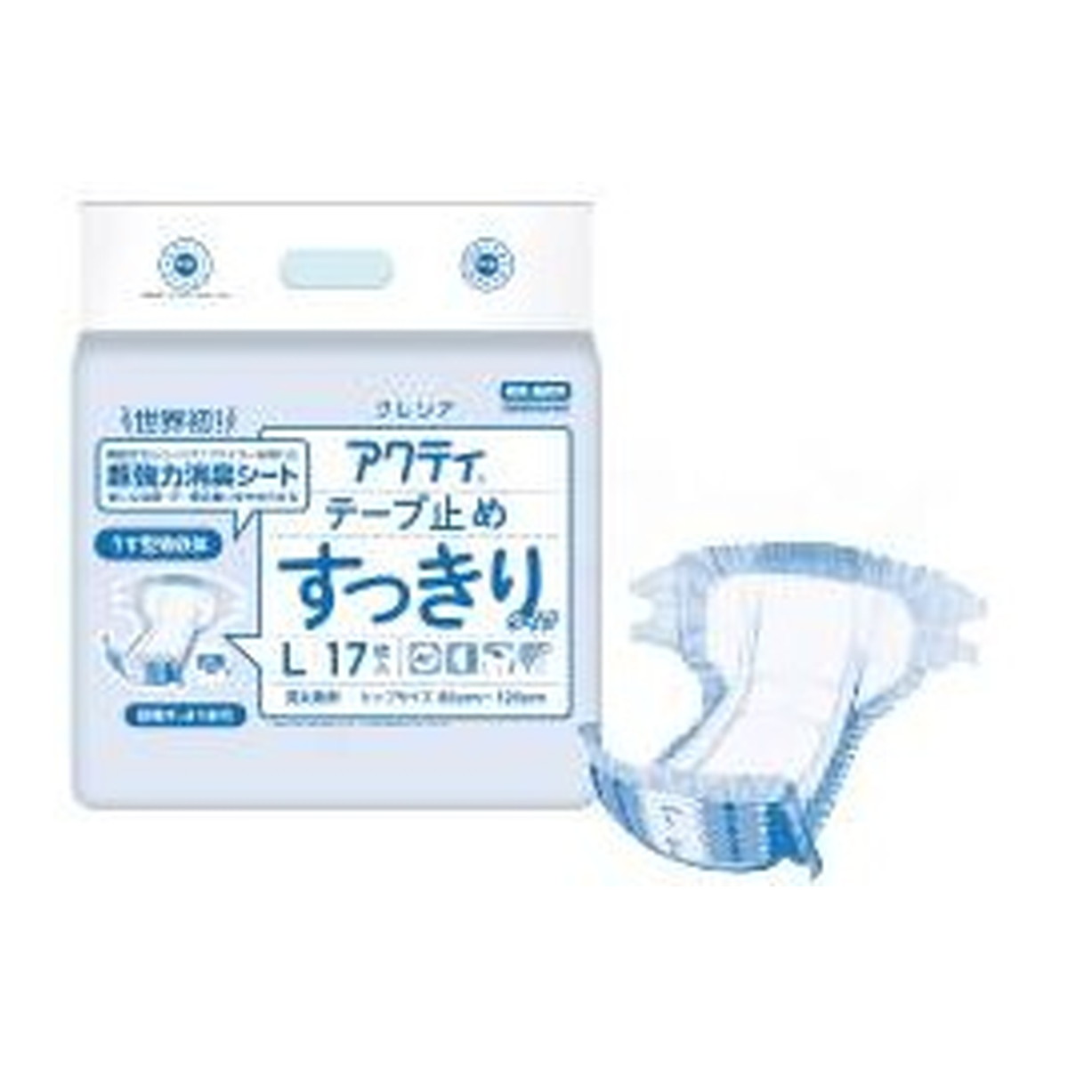 【送料お得・まとめ買い×4個セット】日本製紙クレシア アクティ テープ止めすっきりタイプ Lサイズ 17枚入 ▼医療費控除対象商品