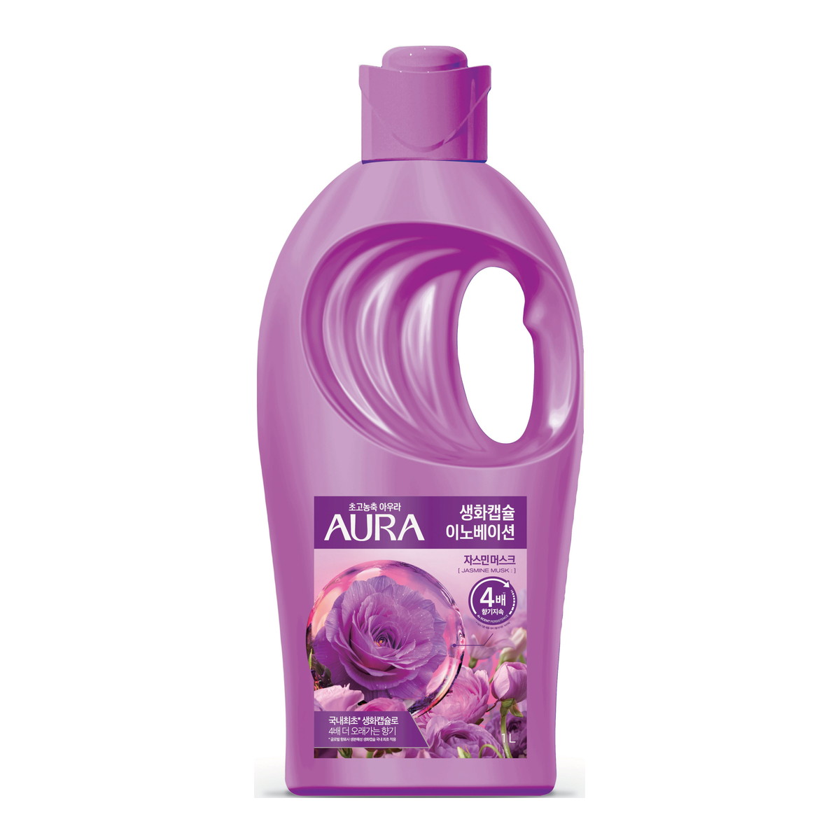 【送料お得・まとめ買い×8個セット】トイレタリージャパン 香りサフロン 柔軟剤 AURA 生花カプセル ジャスミンムスク 本体 1000mL