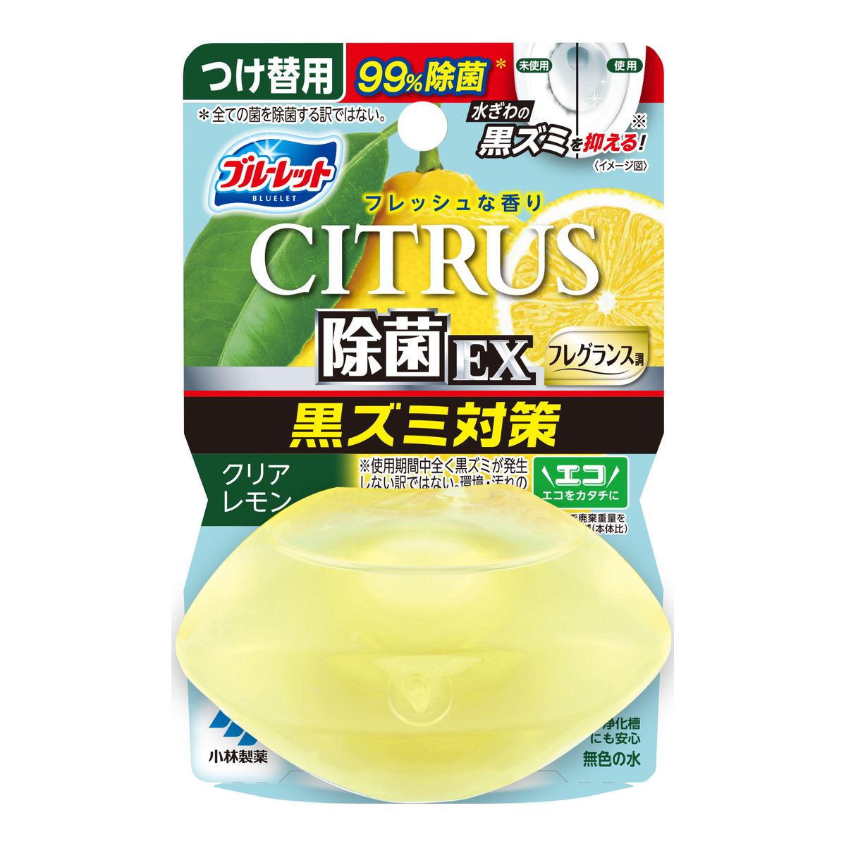 【送料お得・まとめ買い×48個セット】小林製薬 液体 ブルーレット おくだけ 除菌EX 黒ズミ対策 フレグランス調 つけ替用 シトラス クリアレモン