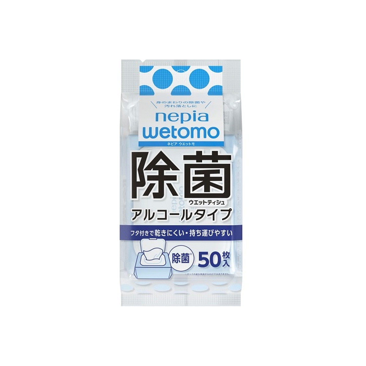 【送料お得・まとめ買い&times;36個セット】王子ネピア wetomo 除菌 ウエットティシュ アルコールタイプ 50枚入｜ホームライフ