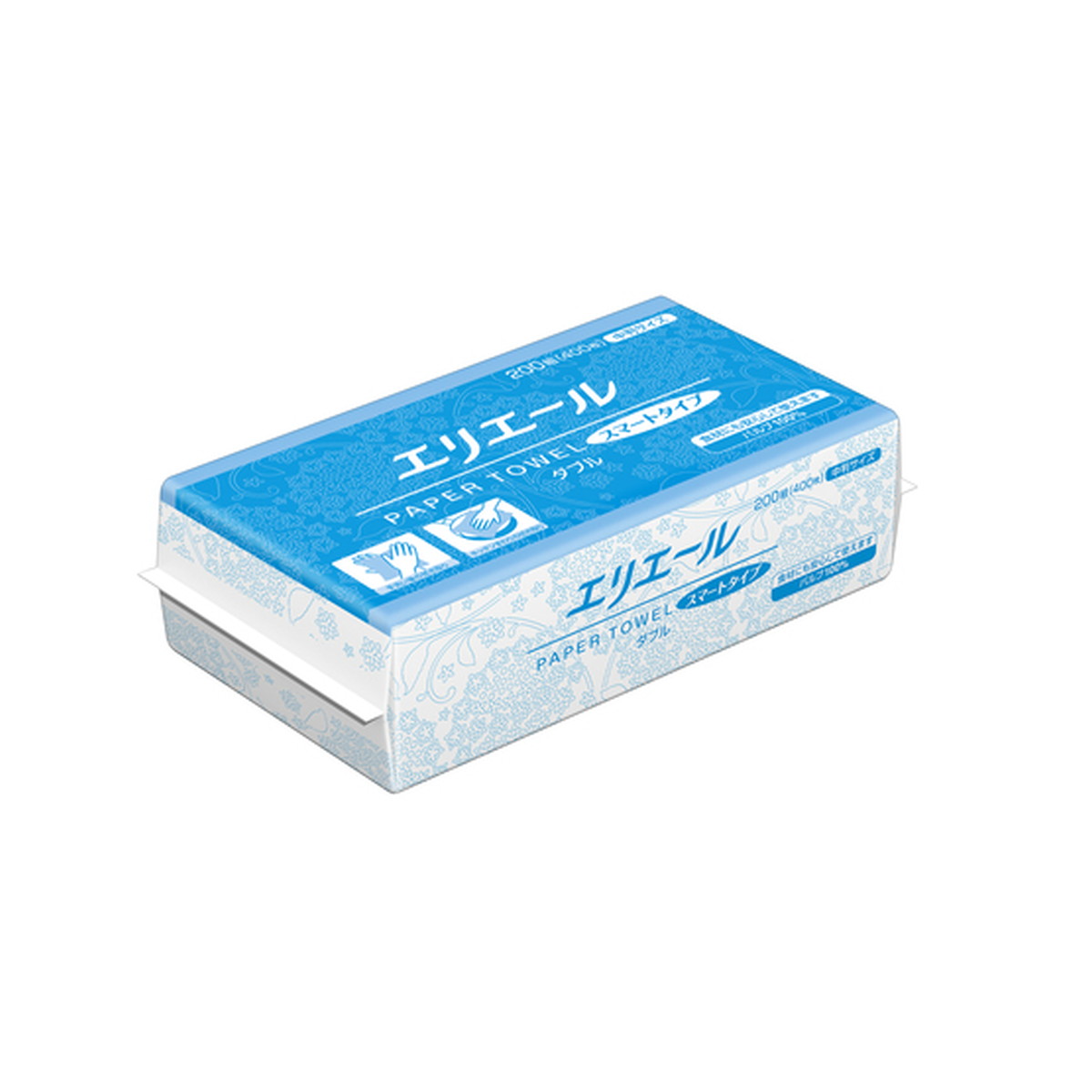 【送料お得・まとめ買い×50個セット】大王製紙 エリエール スマートタイプ ダブル 中判サイズ 200組(400枚) ペーパータオル