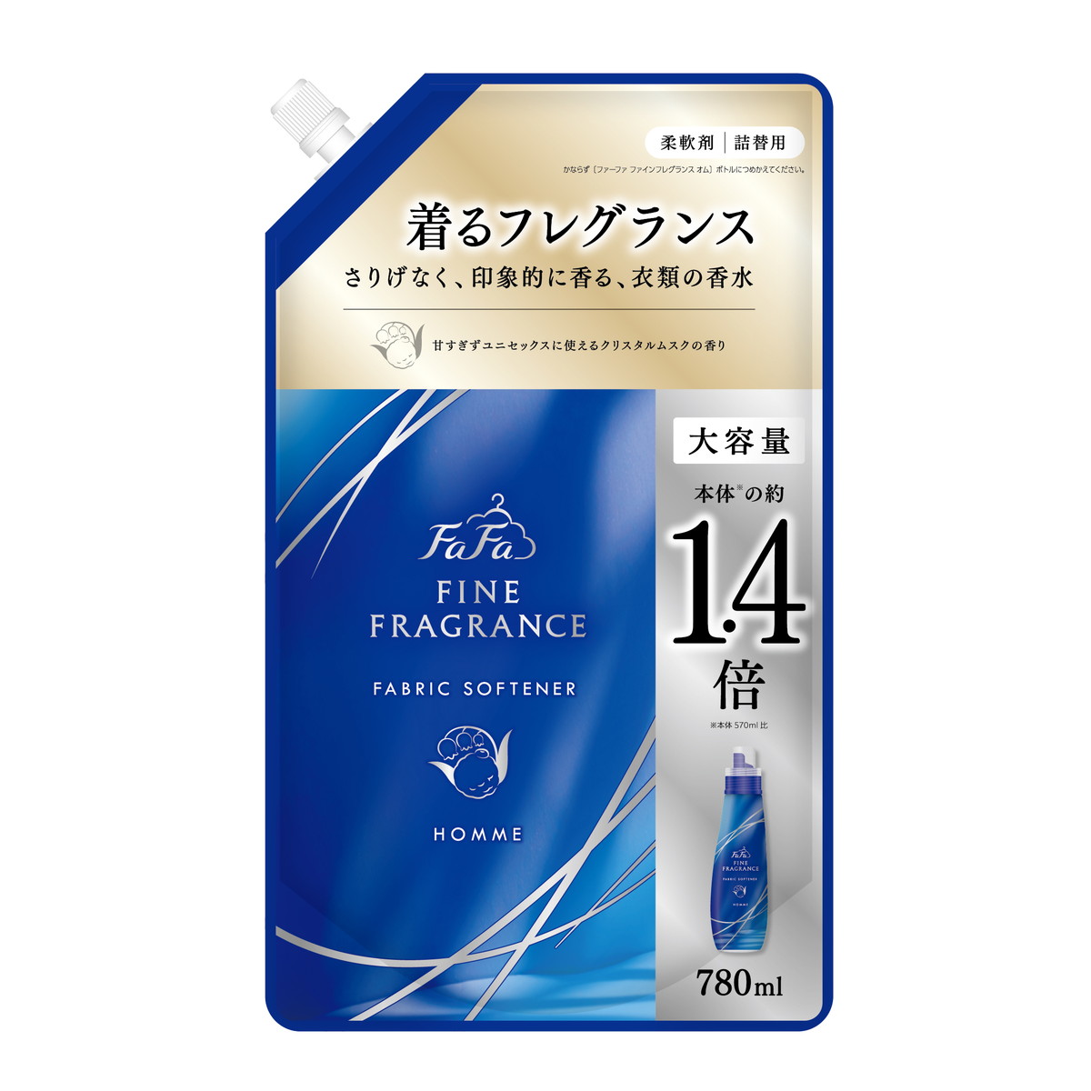 【送料お得・まとめ買い&times;11個セット】NSファーファ ファインフレグランス オム 詰替用 780mL 柔軟剤｜ホームライフ