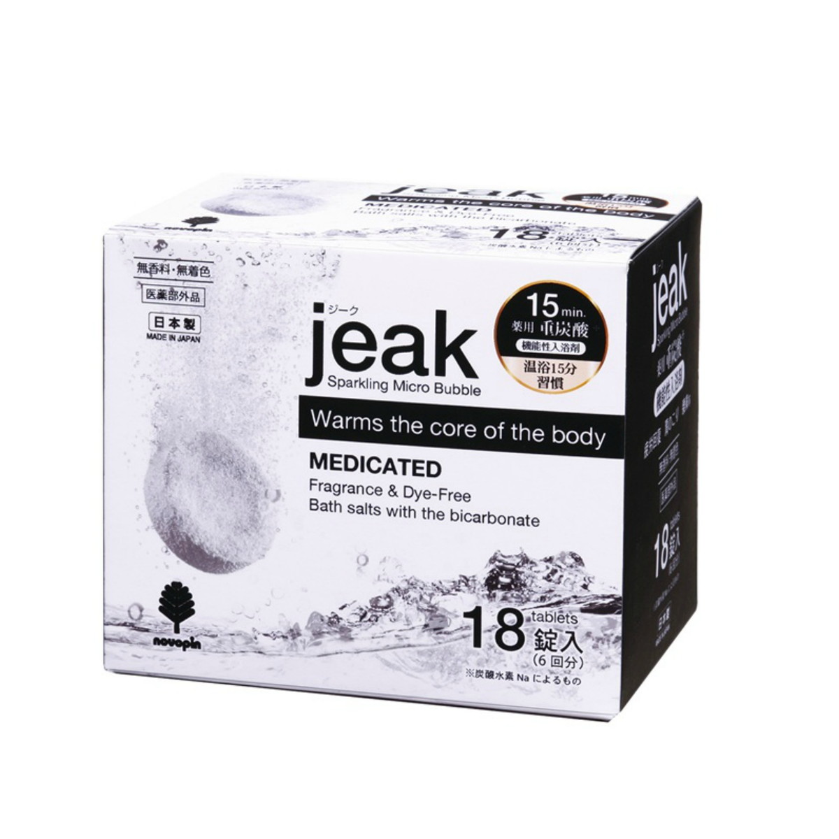 【送料お得・まとめ買い×9個セット】紀陽除虫菊 ノボピン 薬用 重炭酸 jeak ジーク 18錠 機能性入浴剤