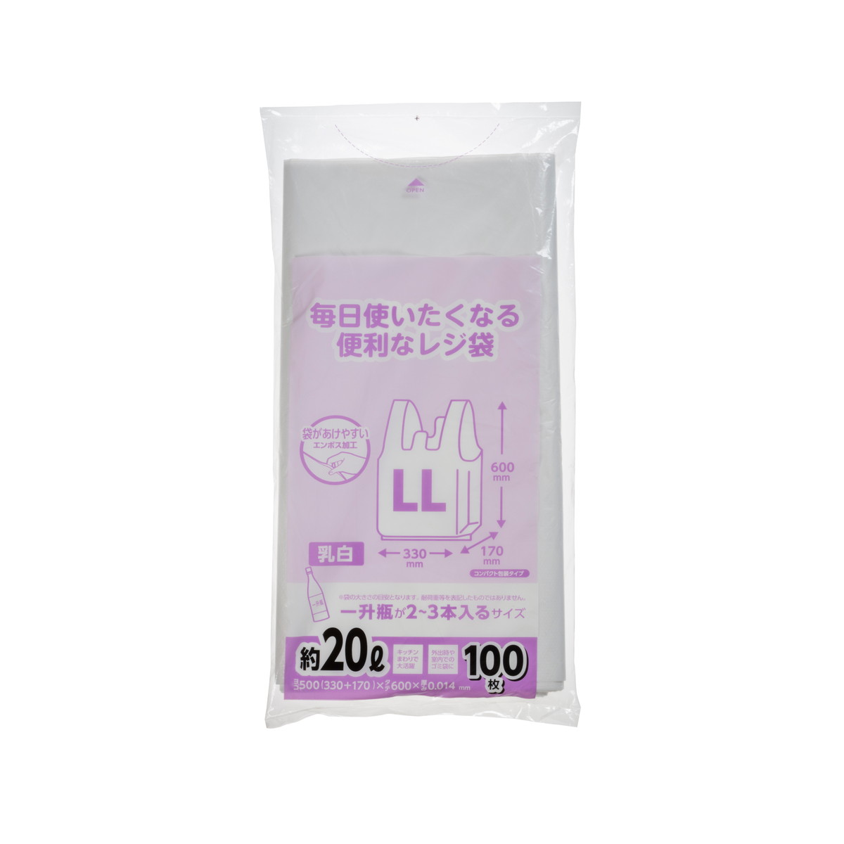 【送料お得・まとめ買い×9個セット】ジャパックス CPRH30W 毎日使いたくなる 便利な レジ袋 LL 乳白 100枚 4,188円