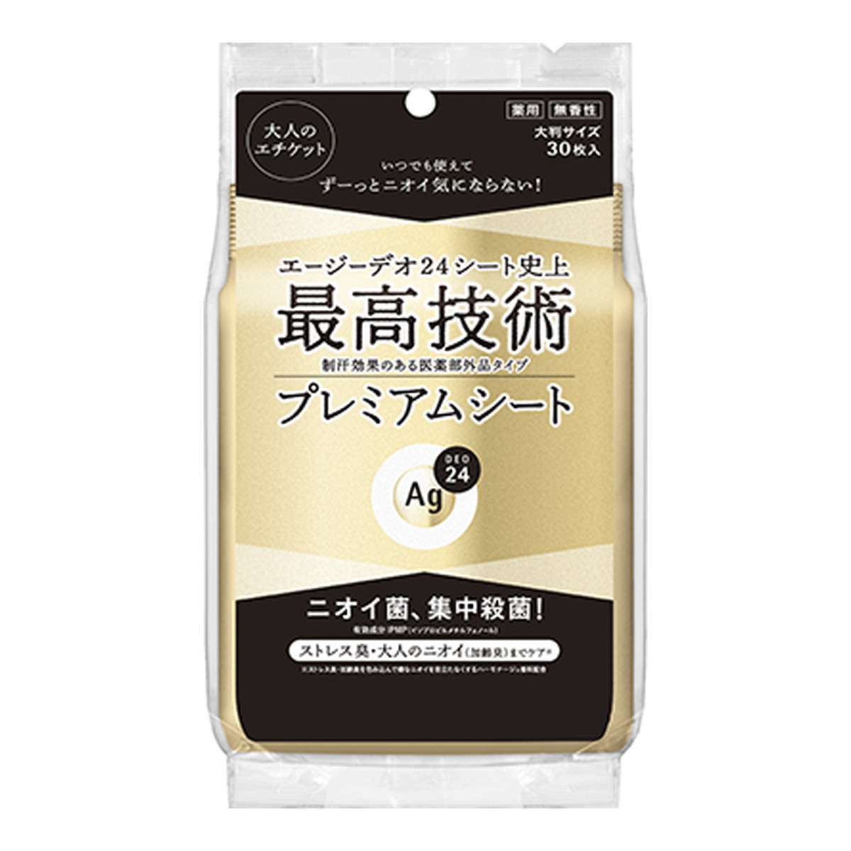 【送料お得・まとめ買い×36個セット】エージーデオ24 薬用 プレミアムデオドラント シャワーシート 無香性 30枚入