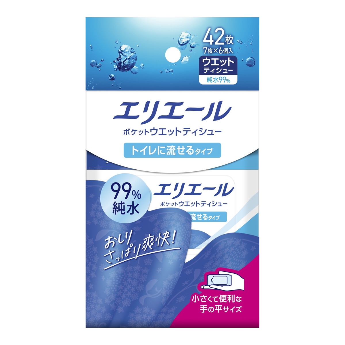 【送料お得・まとめ買い×30個セット】大王製紙 エリエール ポケット ウエットティシュー トイレに流せるタイプ 7枚×6個入