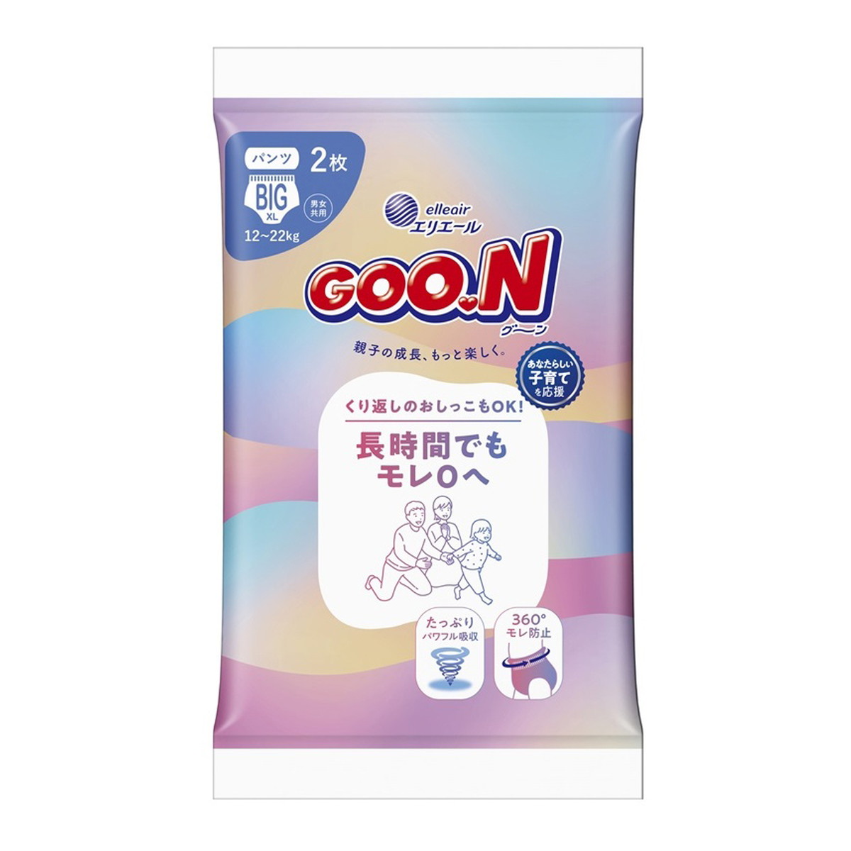 【送料お得・まとめ買い×36個セット】グーン 長時間でもモレ0へ パンツ BIGサイズ 2枚 こども用紙おむつ