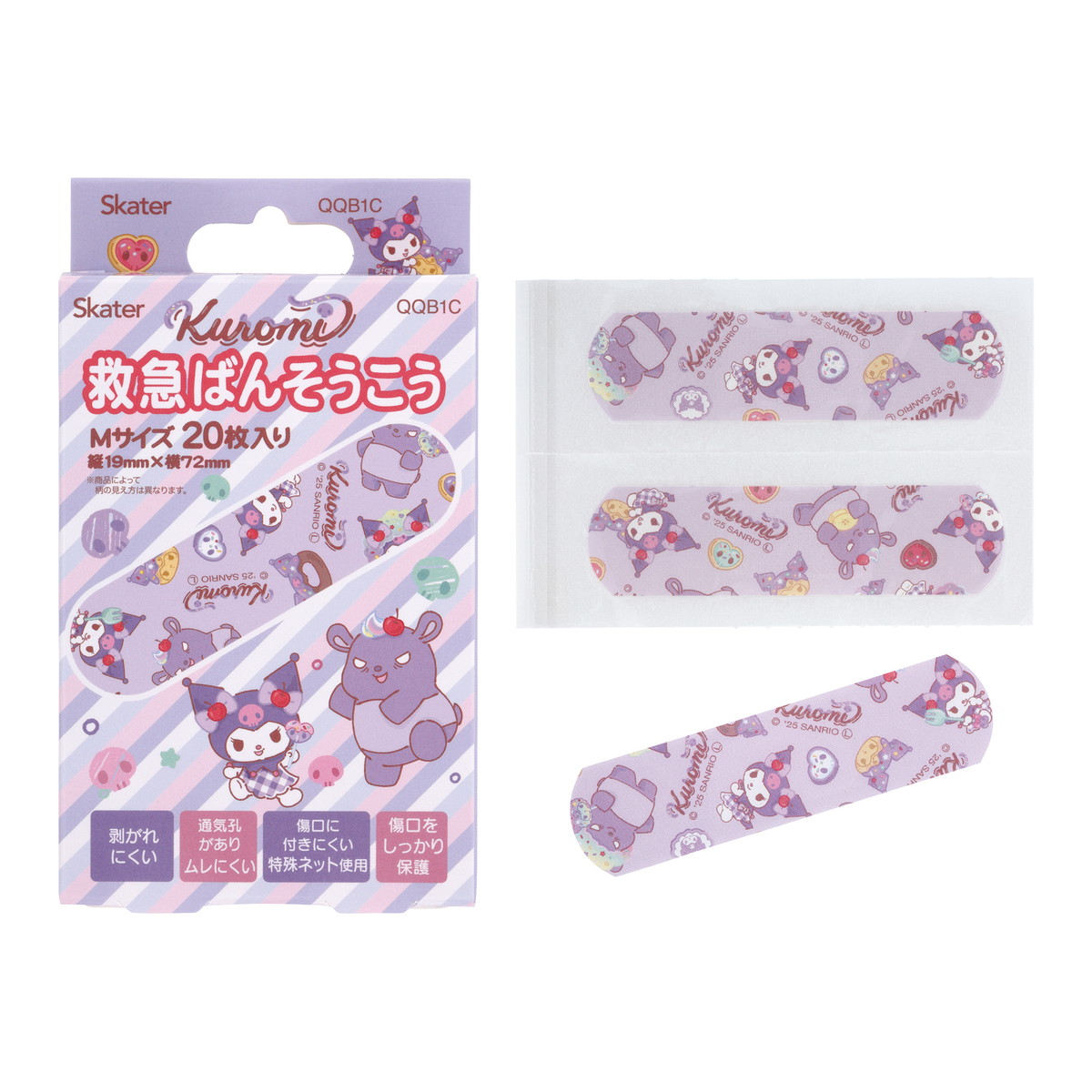 【送料お得・まとめ買い&times;200個セット】スケーター 救急ばんそうこう クロミ Mサイズ 20枚入 QQB1C 絆創膏｜ホームライフ