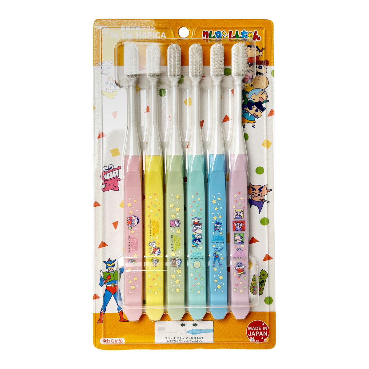 【送料お得・まとめ買い&times;11個セット】テデ ハピカ 6MIX クレヨンしんちゃん TDC-6SCMX 6本入 ミニマム ハブラシ｜ホームライフ