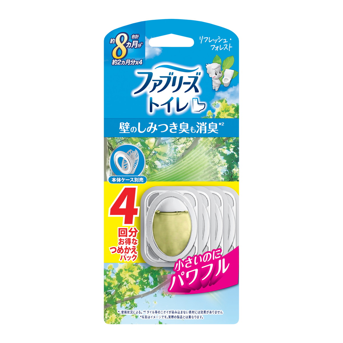 【送料お得・まとめ買い&times;11個セット】ファブリーズ トイレ用消臭剤 リフレッシュ・フォレスト つめかえ 4個入 P&G｜ホームライフ