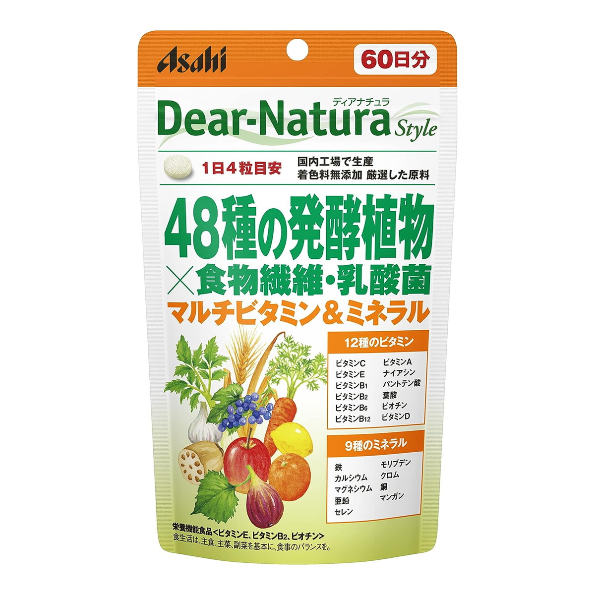 【送料お得・まとめ買い&times;9個セット】アサヒグループ食品 ディアナチュラ スタイル 48種の発酵植物&times;食物繊維・乳酸菌 60日分 240粒入｜ホームライフ