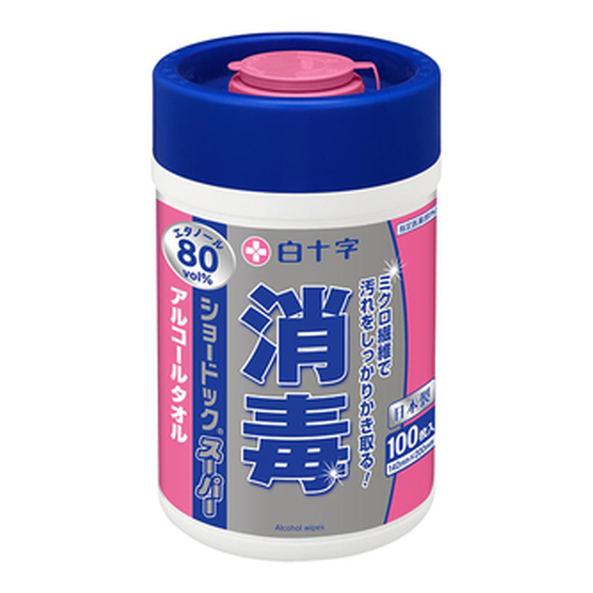 【送料お得・まとめ買い×9個セット】白十字 ショードック スーパー 100枚入 ボトル 消毒用アルコールタオル