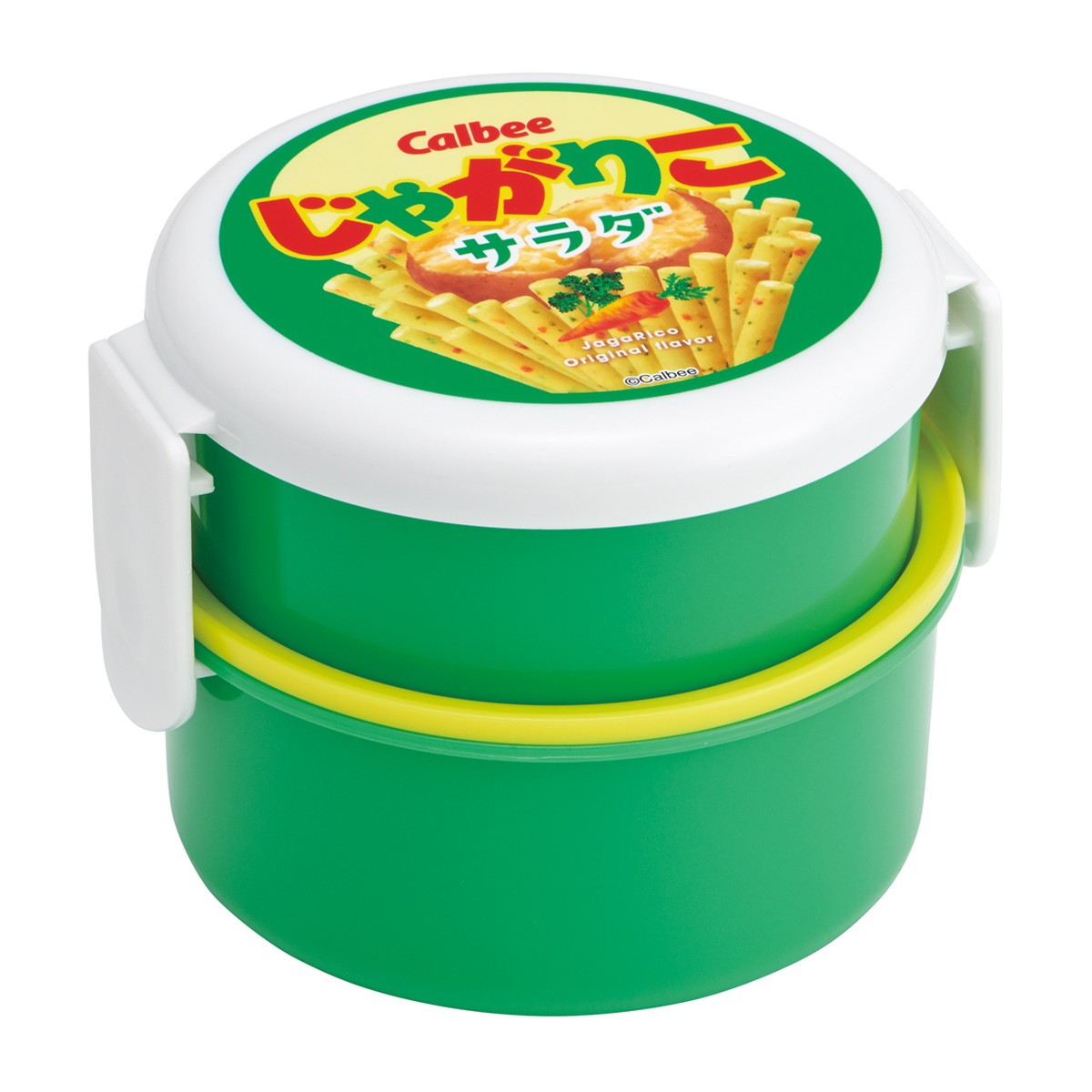 【送料お得・まとめ買い×9個セット】スケーター お弁当箱 2段 ランチボックス 丸型 500mL ミニフォーク付 ONWR1 じゃがりこサラダ