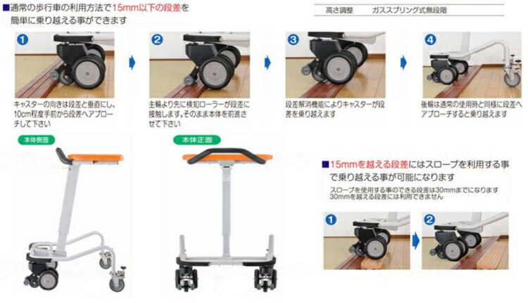 段差がラクラク乗り越えられるコンパクト歩行車 非課税 星光医療器製作所 歩行器 アルコーsk型a 介護用品 補助 歩行