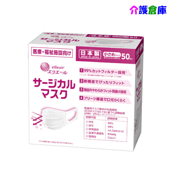 52%OFF!】 サージカルプリーツマスク 小さめサイズ 白 50枚 日本製 米国規格ASTM-F2100-19レベル2に適合 ユニ チャーム  4903111575183 57518 discoversvg.com