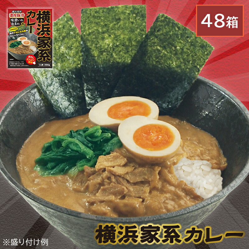 【メディア掲載商品】調味商事 横浜家系カレー レトルトカレー 中辛 200g 48個 豚骨スープ にんにく 備蓄 防災 常温保存 スパイス まとめ買い インスタント|海軍カレーの横須賀海軍酒保