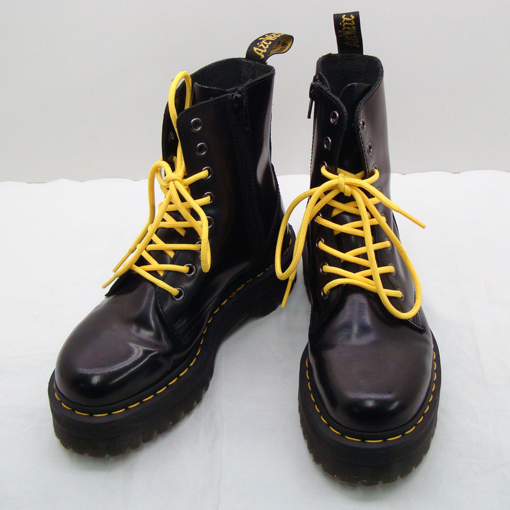 最も Dr Martens ドクターマーチン Jadon ジェイドン 8ホール ブーツ Black 黒 靴ひも黄色 24 0cm Fucoa Cl