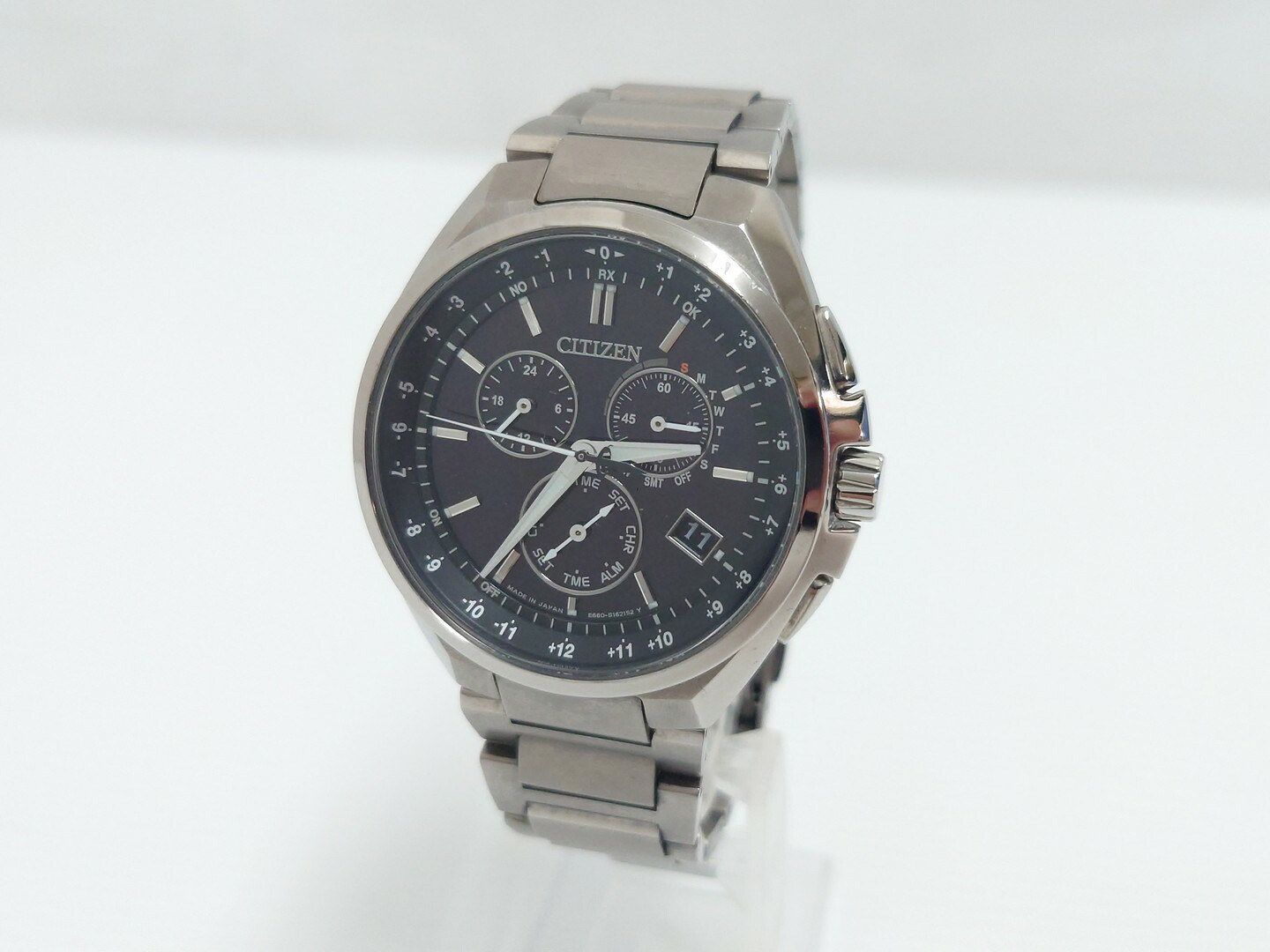 【中古】CITIZEN シチズン ATTESA アテッサ CB5040-80E /E660-S118298 エコ運転 電磁波 ソーラー チタニウム 文字記号盤：黒いこと メンズ ウォッチ【鳥取店】