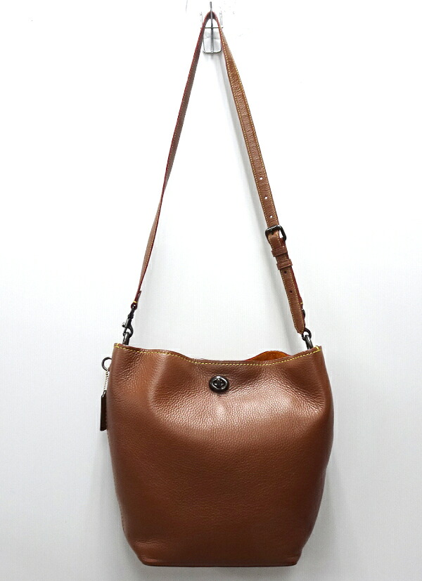 【中古】COACH コーチ 58019 グラブタン ぺブルレザー ダッフルバッグ ターンロック ショルダーバッグ 斜め掛け 50115 ブラウン系【鞄/バッグ】【米子店】｜開放倉庫山陰オンラインショップ
