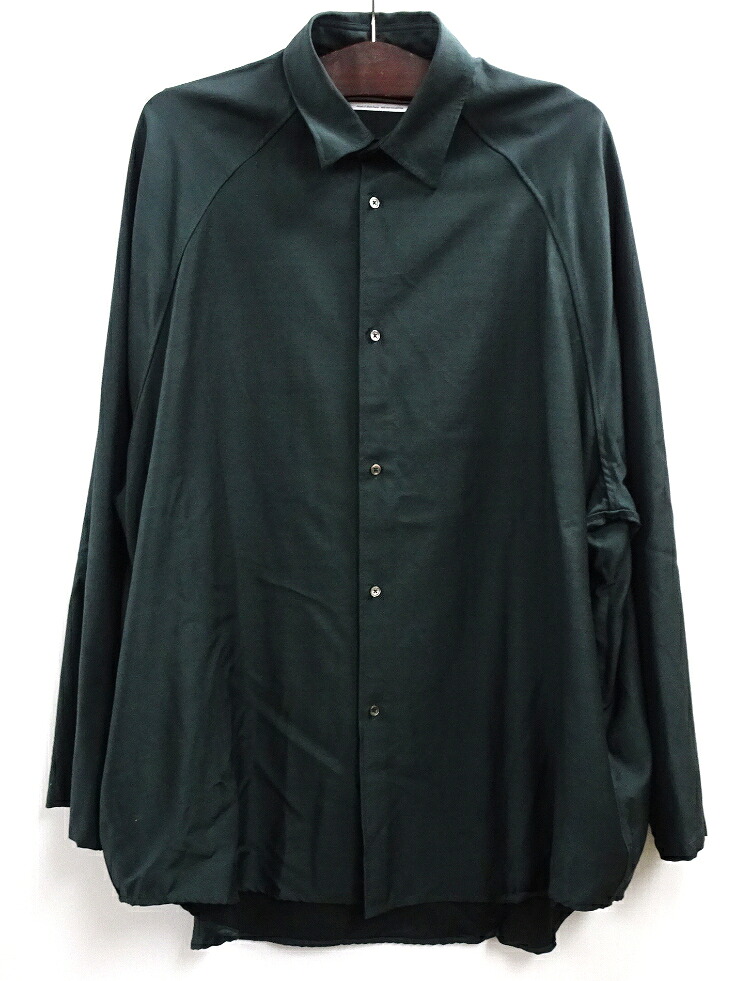 【中古】Graphpaper グラフ記録調査報告 22AW Wool Cupro Flare Sleeve Shirt 大きさ:2 GM223-50186 羊毛 キュプラ 太陽フレア捩り プルオーバー 緑であること【メンズ古着】【米子店】