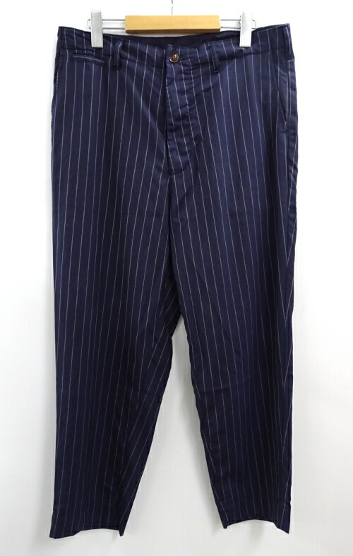 【中古】Urself ユアセルフ FREDDIE フレディ ストライプ パンツ サイズ:W33 NAVY ネイビー【メンズ古着】【米子店】