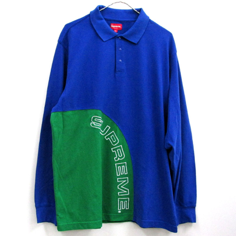 楽天市場 中古 メンズ古着 Supreme シュプリーム Corner Arc L S Polo コーナーアーク 長袖 ポロシャツ サイズ Xl カラー ブルー 18ss ストリート 山城店 開放倉庫