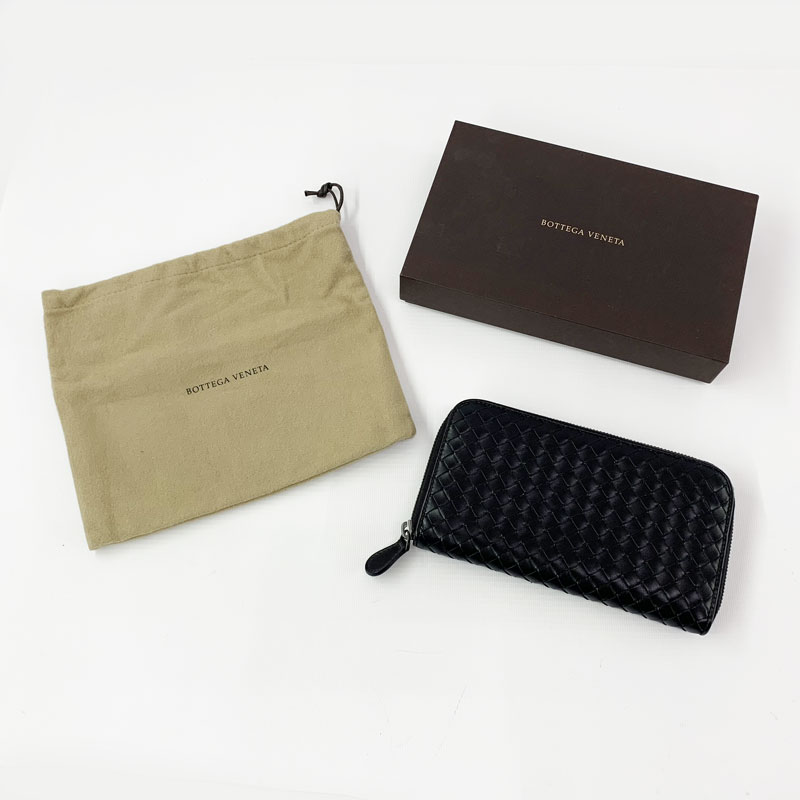 【中古】BOTTEGA VENETA ボッテガヴェネタ イントレチャート ラウンドジッパー長札入れ《ブランド名・山城店》O6853 財布・ケース-メンズ財布