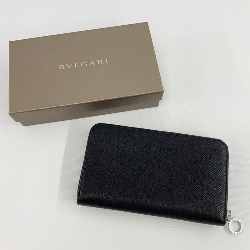 【中古】BVLGARI ブル小峡谷 ブルガリブルガリ ラウンドジッパー長紙入れ《ブランド名・山城店》O6854