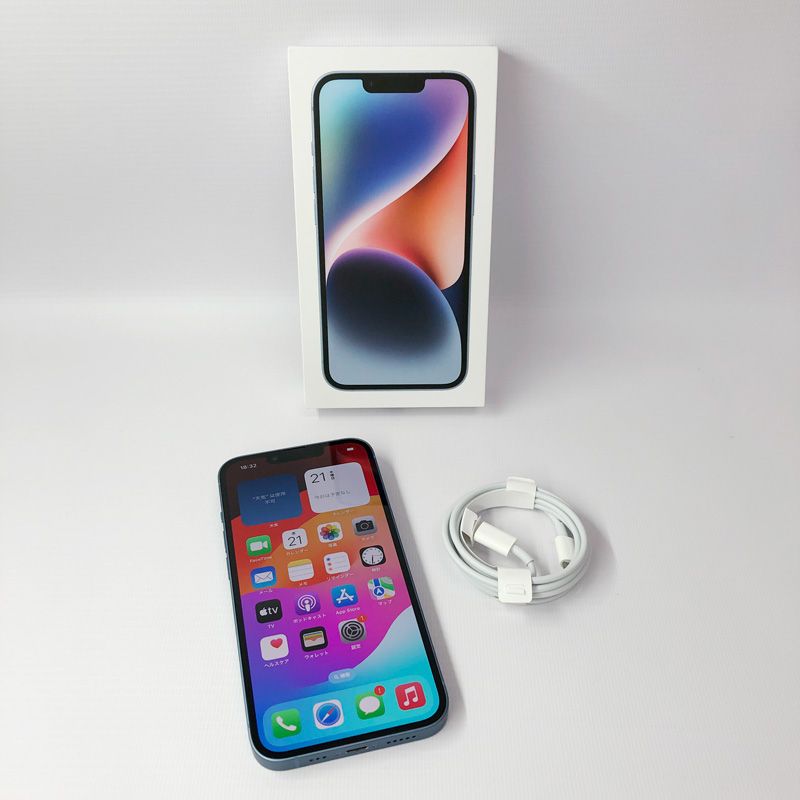 【中古】au iPhone 14 128GB MPVJ3J/A ブルー【利用制限:△】【iOS17.2.1】《スマホ・山城店》◆S609｜開放倉庫 京都山城店