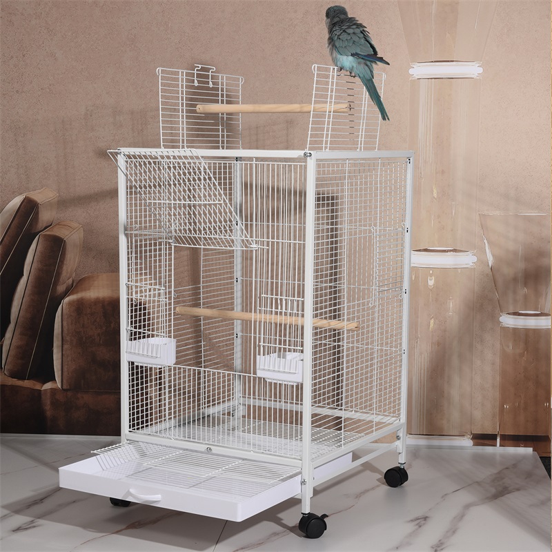 鳥ケージ 鳥かご バードゲージ 大型 豪華ケージ 大きい 複数飼い インコ 文鳥 オウムケージ オカメ セキセイ ボタン 46*46*90CM ホワイト ブラック