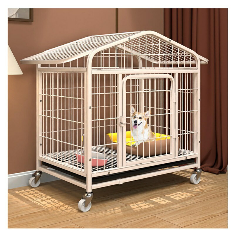 犬ケージ 屋根付き ペットケージ 小型犬/中型犬/大型犬 ドッグクレート カゴ トイレ ノイズ防止 犬用ケージ キャスター付き トレー付き 持ち運び 犬小屋 組立簡単 頑丈 室内 屋外 ウサギ 猫 ペット用品 white 25,773円