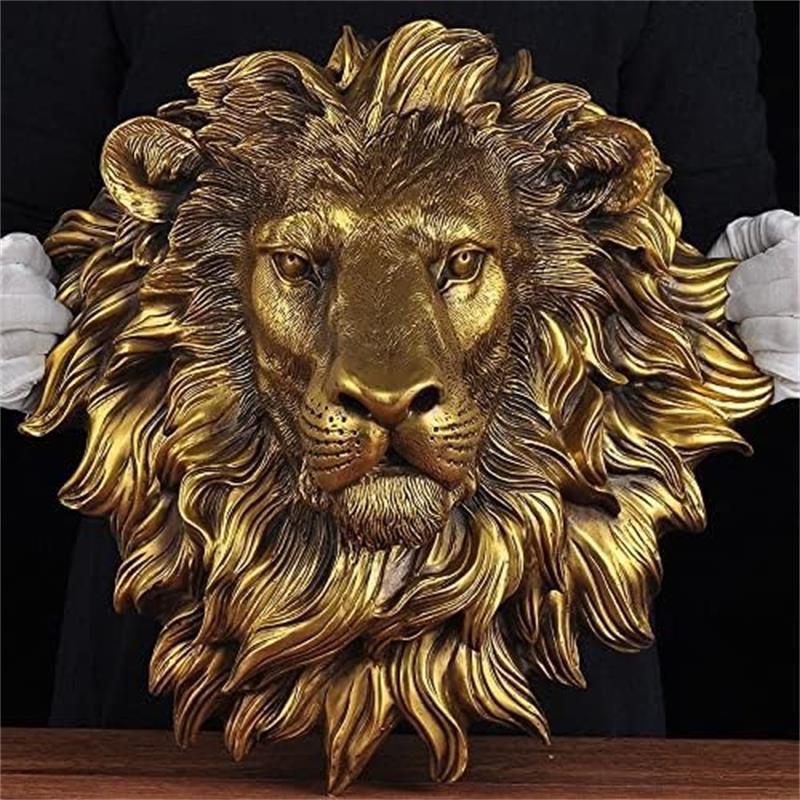 ライオン、の金属製彫刻 2個セット 真鍮、獅子、壁飾り bm-1644-1.jpg