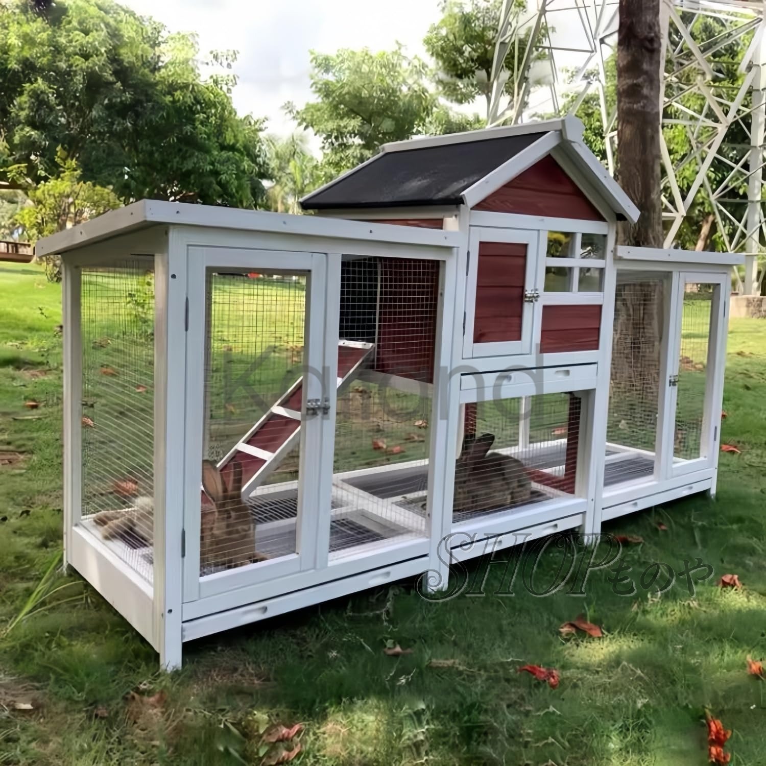 ウサギ用ケージ 豪華 うさぎ ハウス 二層木製チキン小屋 ハト用ケージ ペット別荘 多扉設計 ウサギ小屋 アスファルトシングル屋根の保護 取り外し可能なトレイ バニーケージ 犬 猫 ハウス リス ハムスター 組み立てが簡単|Kailand