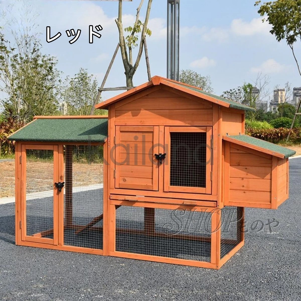 屋外 木製 大型 鳥かご 鳥ケージ 鶏鶏小屋，チキンケージ2階屋外木製チキンショップチキンスモールチキンショップ8チキンチキンチキン、ライト付き家禽ケージ、犬、猫、マウス用のウサギケージ (ナチュラル)｜Kailand