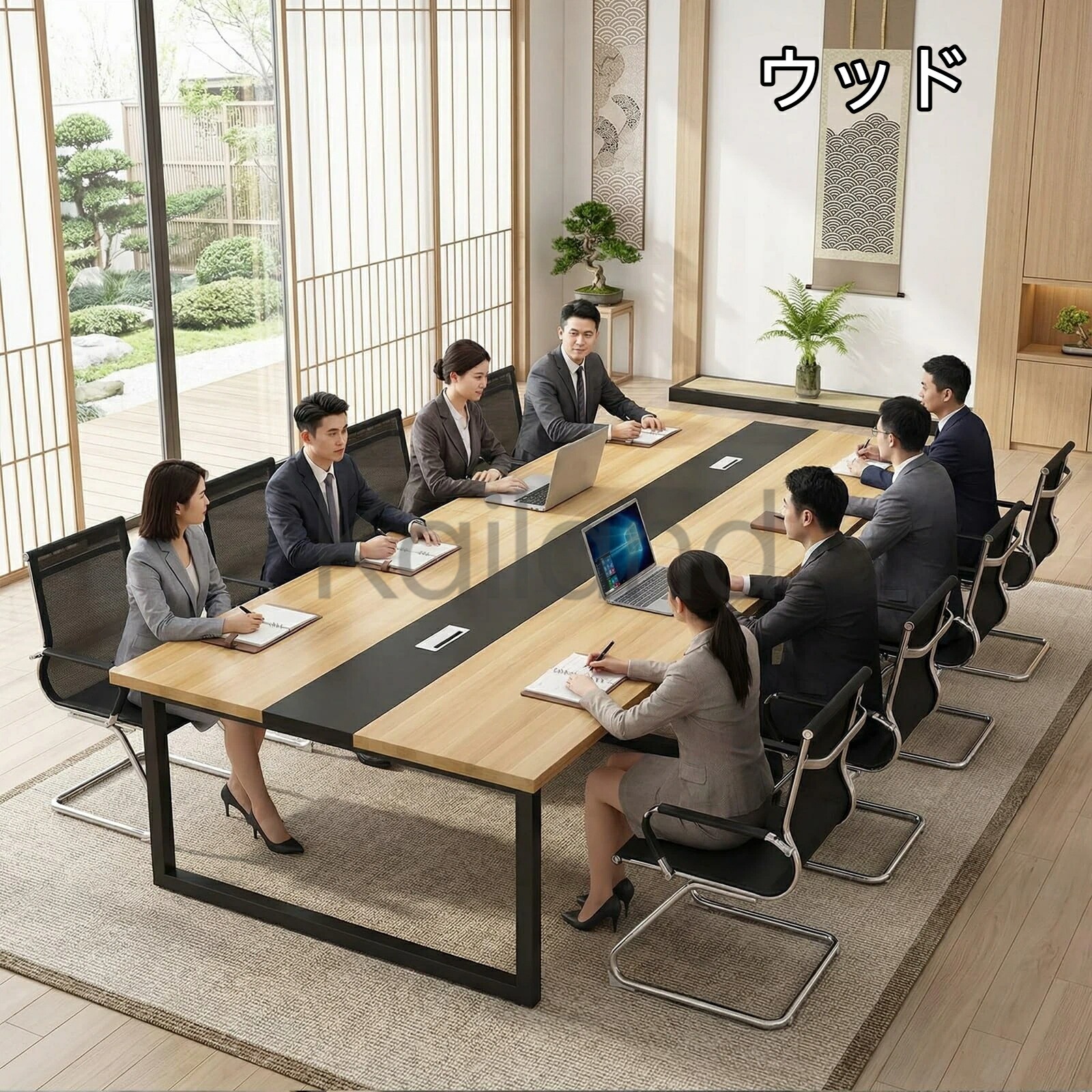 【人気商品!ポイント8倍~】会議用テーブル ミーティングテーブル 大型 長机 160-360cm 事務机 法人様向け 412人用 配線ボックス付き 組み立てが簡単 事務所机 炭素鋼フレーム パソコンデスク 事務デスク 安定した耐荷重300kg 大人数会議対応|Kailand