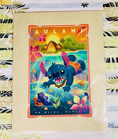 楽天市場 O ハワイ直輸入 正規品 アウラニディズニー スティッチ アートプリント 絵 絵画 Aulani Disney アウラニ ディズニー リゾート スパ限定 ハワイアン雑貨 ハワイ雑貨 ハワイインテリア O Kai Lani Aloha カイラニアロハ