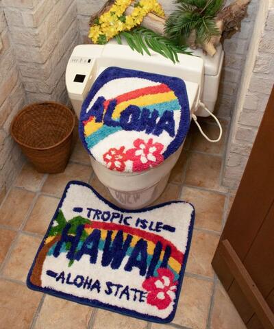 楽天市場 O ハワイアン ナンバープレート風 トイレマット カバーセット 普通タイプ 洗浄タイプ ハワイアン雑貨 ハワイアンインテリア 便座カバー トイレセット 南国 ライセンス O Kai Lani Aloha カイラニアロハ