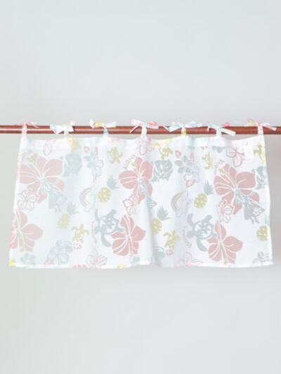 楽天市場 O ハワイアン ホヌ ハイビスカス モンステラ柄 カフェカーテン 45 110cm ハワイアン雑貨 ハワイアンインテリア ハワイ 西海岸 南国 カリフォルニア スターフィッシュ ビーチハウス風 ミニカーテン フラガール フラダンス O Kai Lani Aloha カイラニ