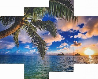 ○o。ハワイアン キャンバスアート パネル絵【Lanikai ラニカイ カイルア 4枚セット】 ハワイアン雑貨 ハワイアンインテリア 壁掛け ハワイ雑貨 ハワイインテリア ハワイ 風景 ヤシの木 サーフィン 西海岸 絵画 プレゼント 開店祝い 引っ越し祝い 。o○